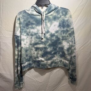 SO Softest Hoodie Blue, Green, & White Cropped Tie-Dye Size M
